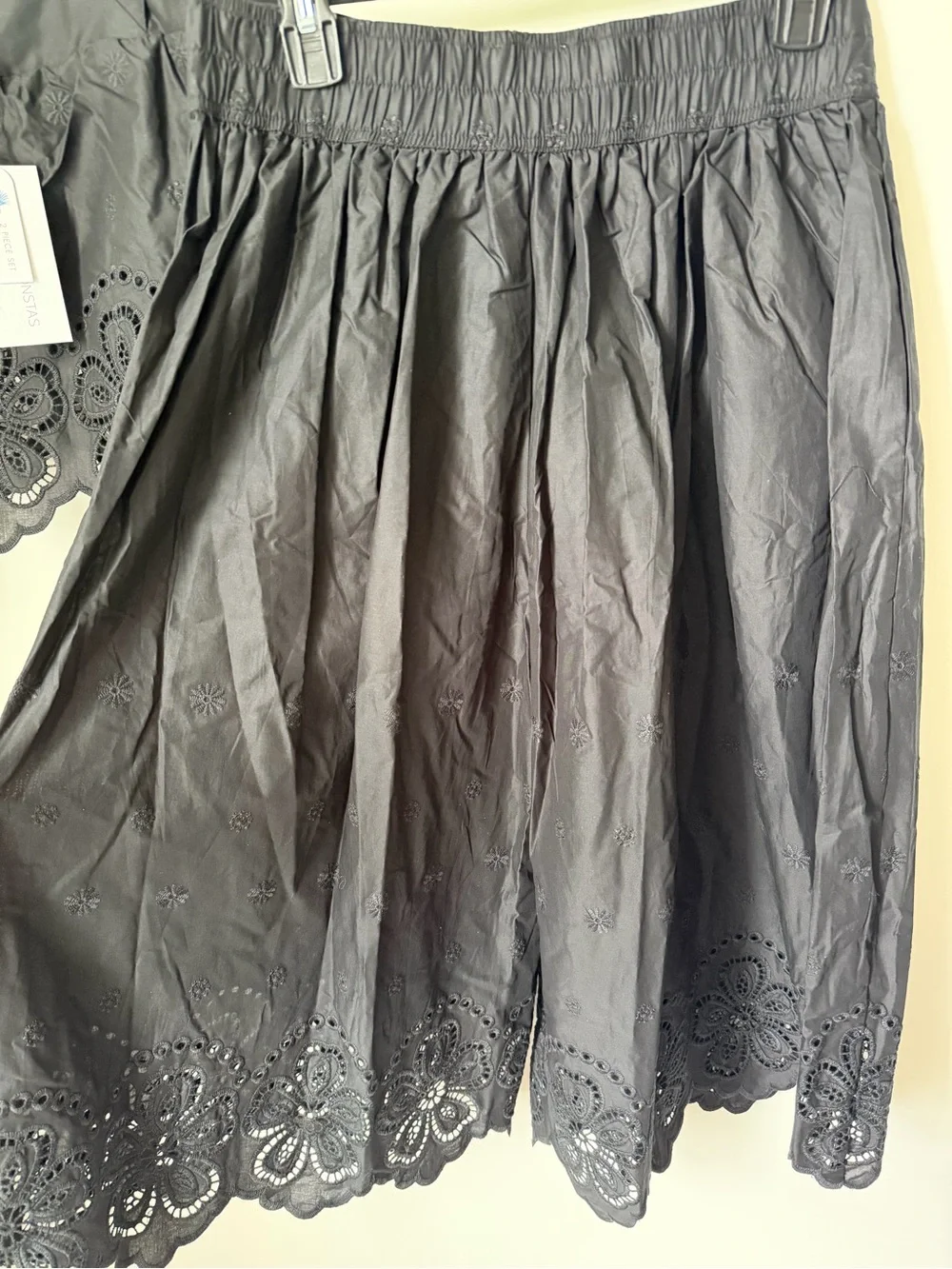 Caroline Constas Black Eyelet tank Top & Capri pant cotton two piece set - Picture 6 of 9